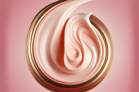 Elements of a liquid cream Splashes of pink liquid on pink background Cream  Stock Photos