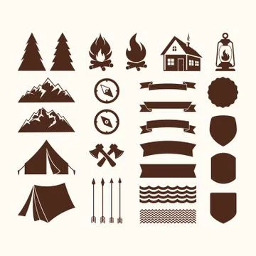 Elements for the logos of the camp Stock Illustration