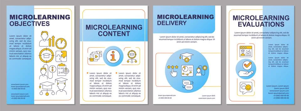 Elements of microlearning blue brochure template Illustrazione stock