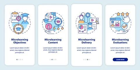 Elements of microlearning onboarding mobile app screen Stock Illustration