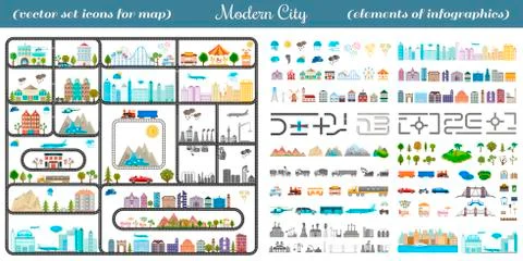 Elements of Modern City - Stock Vector 스톡 일러스트