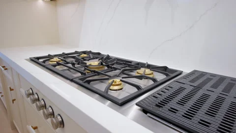 Elements of Modern new Kitchen Interior Design in a newly renovated house, Gas Stock-Footage 295970357