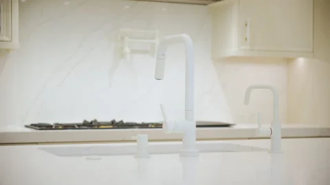 Elements of Modern new Kitchen Interior Design in a newly house, Video stock 295970358