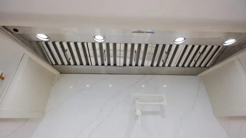 Elements of Modern new Kitchen in a newly renovated house, Kitchen ventilation Video stock 295970318