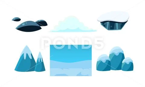Elements of nature winter landscape, user interface assets for mobile apps or Stock Illustration