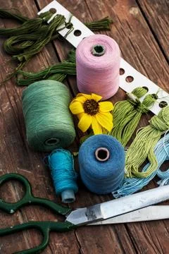 Elements of needlework Stock Photos