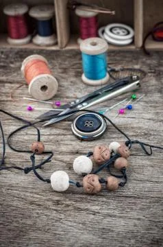 Elements of needlework Foto stock