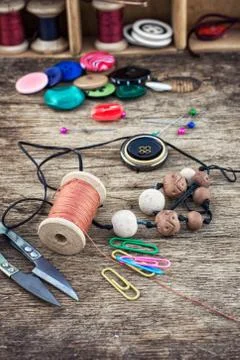 Elements of needlework Stock Photos