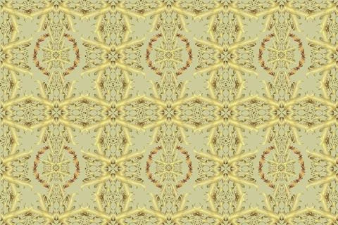 Elements in neutral, brown and yellow colors. Floral vintage. Art. Raster illust Stock Illustration
