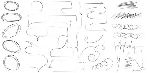 Elements for note-taking, highlighting, and underlining in Hand drawn-style.. Stock Illustration