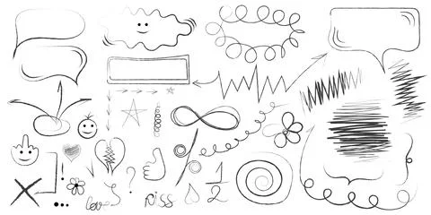 Elements for note-taking, highlighting, and underlining in Hand drawn-style.. Stock Illustration