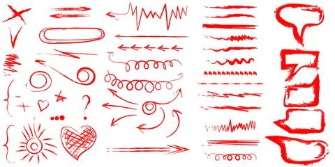 Elements for note-taking, highlighting, and underlining in Hand drawn-style.. Stock Illustration