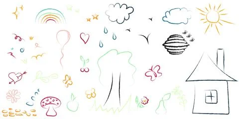 Elements for note-taking, highlighting, and underlining in Hand drawn-style.. Stock Illustration