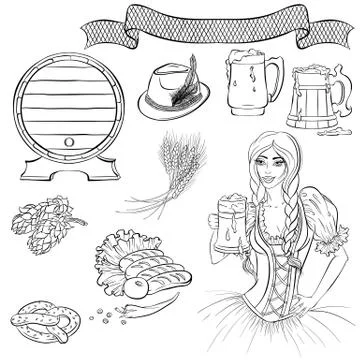 Elements of Oktoberfest Stock Illustration
