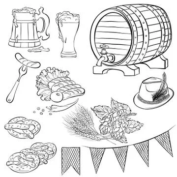 Elements of Oktoberfest Stock Illustration