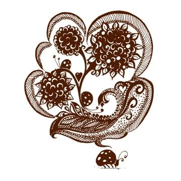 Elements painted with henna Stock Illustration