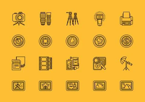Elements of Photo Processing Equipment Items 스톡 일러스트