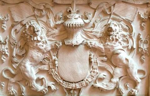 Elements of plaster molding two lions Stock Photos