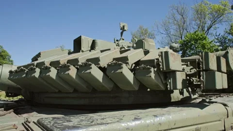 Elements of reactive armor of heavy tank, tank dynamic protection unit Stock Footage 275207223