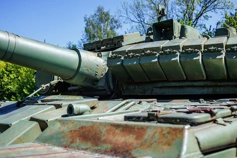 Elements of reactive armor of heavy tank, tank dynamic protection unit, prote 스톡 사진