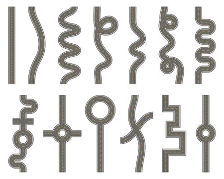 Elements of the road. Set. Vector illustration on white isolated background イラスト素材