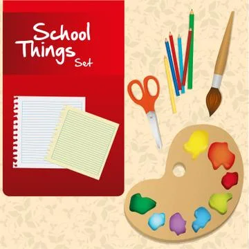 Elements of school over floral background, vector illustration Stock Illustration