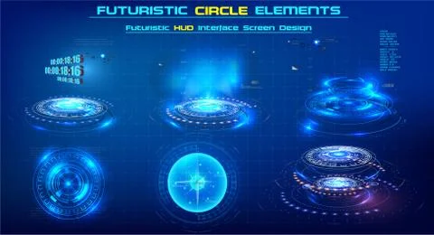Elements Sci-Fi Modern circle For Graphic Motion. Futuristic technology circl Stock Illustration