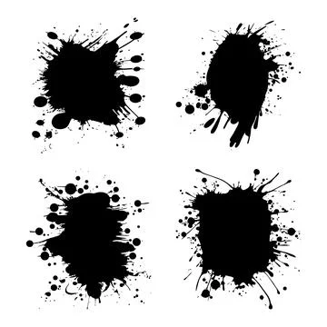 Elements Set of Black Abstract Ink Stain Paint Water Fluid Liquid Splash Ba.. Stock Illustration