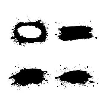 Elements Set of Black Abstract Ink Stain Paint Water Fluid Liquid Splash Br.. Stock Illustration
