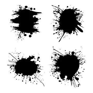 Elements Set of Black Abstract Ink Stain Paint Water Fluid Liquid Splash Ba.. 스톡 일러스트