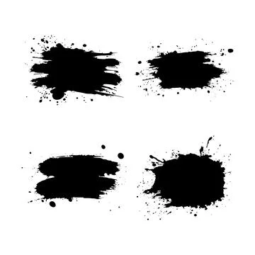 Elements Set of Black Abstract Ink Stain Paint Water Fluid Liquid Splash Br.. 스톡 일러스트