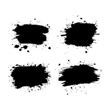 Elements Set of Black Abstract Ink Stain Paint Water Fluid Liquid Splash Br.. Stock Illustration