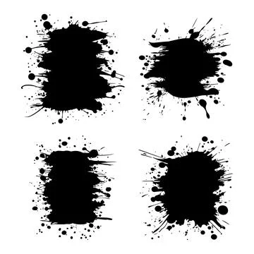 Elements Set of Black Abstract Ink Stain Paint Water Fluid Liquid Splash Ba.. Stockillustratie