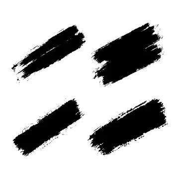 Elements Set of Black Abstract Long Line Rustic Rough Brush Strokes Stock Illustration