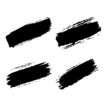 Elements Set of Black Abstract Long Line Rustic Rough Brush Strokes Stock Illustration