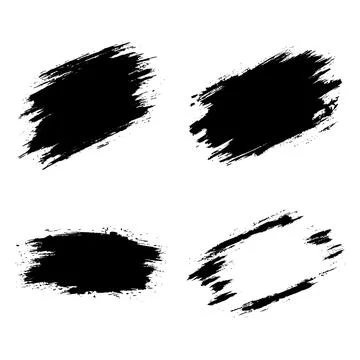 Elements Set of Black Abstract Wide Rustic Rough Brush Strokes 스톡 일러스트