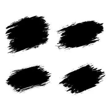 Elements Set of Black Abstract Wide Rustic Rough Brush Strokes Stock Illustration