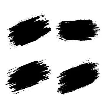 Elements Set of Black Abstract Wide Rustic Rough Brush Strokes Illustrazione stock