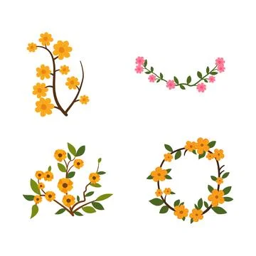 Elements Set of Crown Flower Floral Nature Plant in the Park Stock Illustration