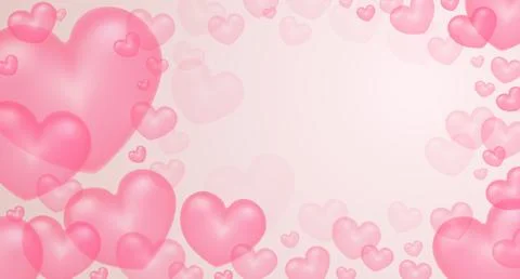 Elements in the shape of a heart flying on a pink background. Vector 스톡 일러스트