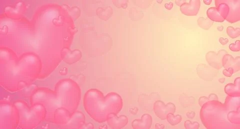 Elements in the shape of a heart flying on a pink background Stock Illustration