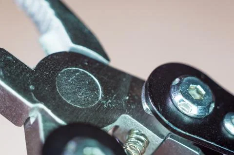 Elements small foldable steel multitool, close up, macro Stockfoto's