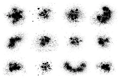 Elements of spray paint, set of ink blots. Vector illustration Stock Illustration
