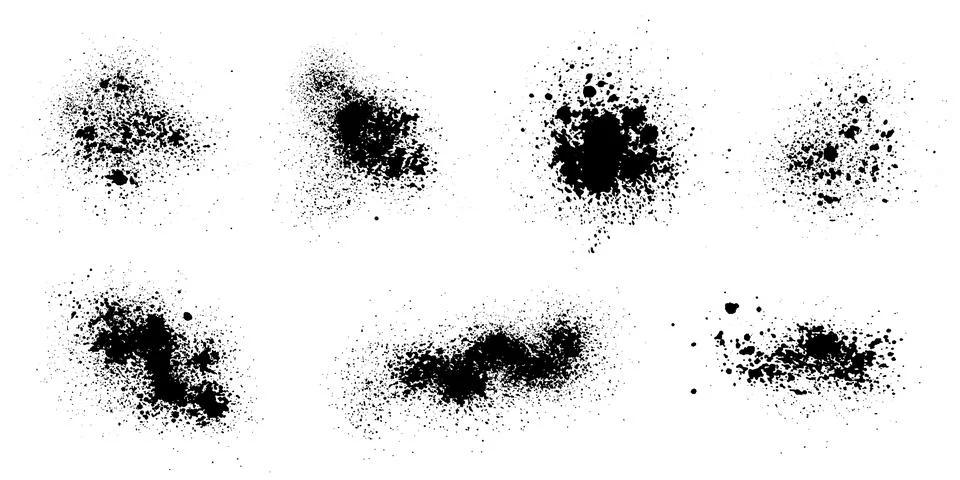 Elements of spray paint set,  ink blots. Vector illustration Stock Illustration