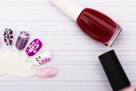 Elements, supplies and tools for manicure Stock Photos