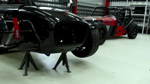 Elements of the suspension of a racing car Stock Footage 82589395