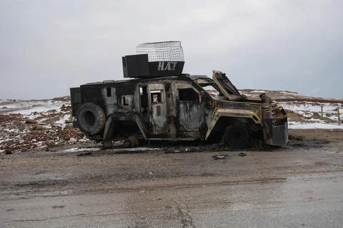 Elements of the Syrian army deploy near the front lines with the Syrian Democrat Stock Photos