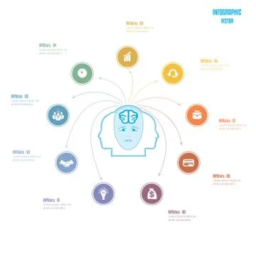 Elements for template. Brain storm infographics business concept for 9 option イラスト素材