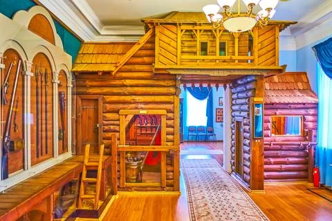 The elements of timber fortress of 18th cent located in Poltava Battle histor Foto stock