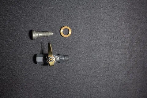 Elements of various metal fasteners of objects and products for design soluti Stock Photos